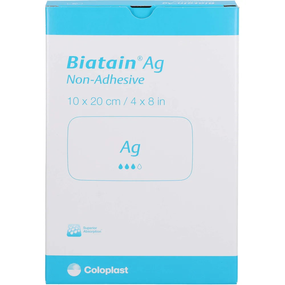 Biatain AG Schaumverband mit Silber nicht haftend 10x20 cm 5 Stück