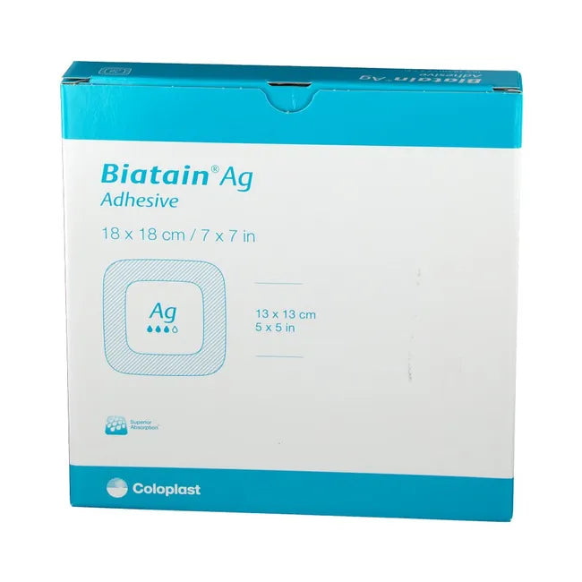 Biatain AG Schaumverband mit Silber nicht haftend 20x20 cm 5 Stück