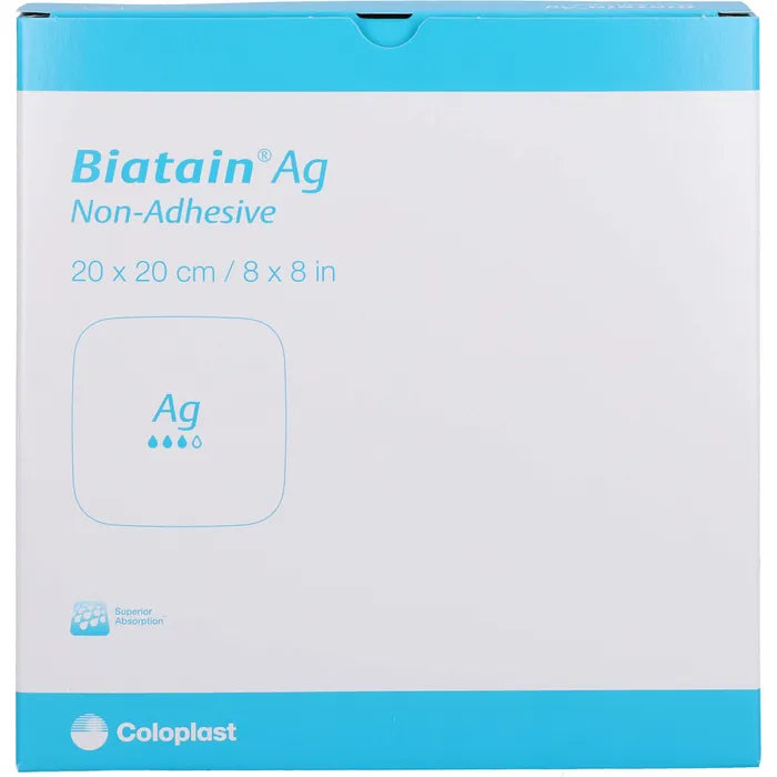 Biatain AG Schaumverband mit Silber nicht haftend 20x20 cm 5 Stück