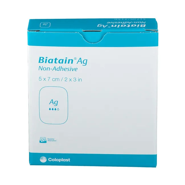 Biatain AG Schaumverband mit Silber selbst haftend 7,5x7,5 cm 5 Stück