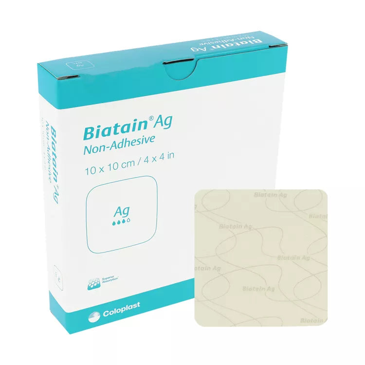 Biatain AG Schaumverband mit Silber nicht haftend 10x10 cm 5 Stück